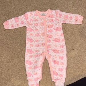 Adorable Pink Elephant Print Kids One Piece